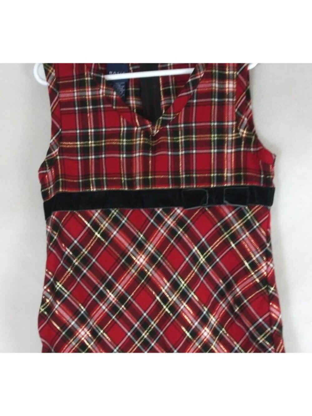 Basic Editions Red Plaid Metallic Sleeveless Dress Girls Size 6/6X - Picture 2 of 6